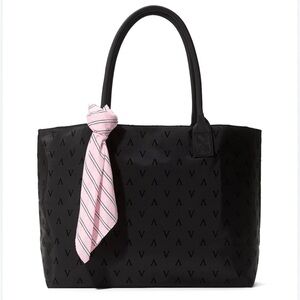 Victoria's Secret Black Tote with Pink Scarf Accent